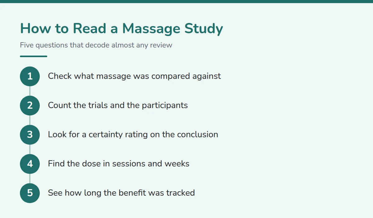 Summary card: How to Read a Massage Study